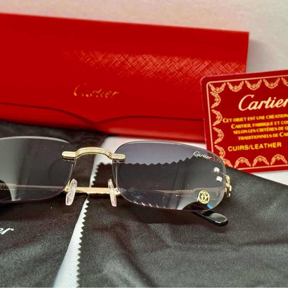 Cartier Rimless Sunglasses with Gold Accents